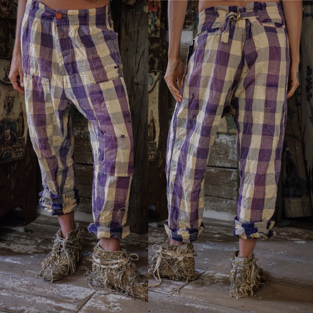 Magnolia Pearl Soul Check Charlie Trousers Purple Plaid